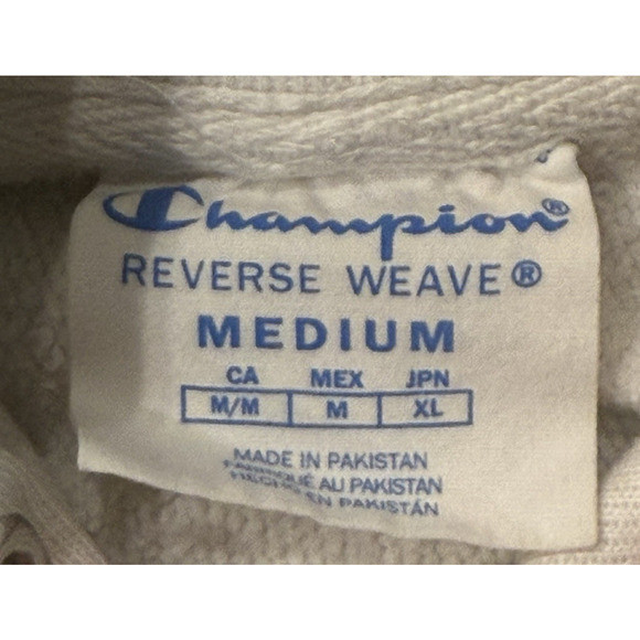 Vtg Champion Reverse Weave Hoodie M Sweatshirt White Logo Spell Out 90s Retro - Picture 5 of 7